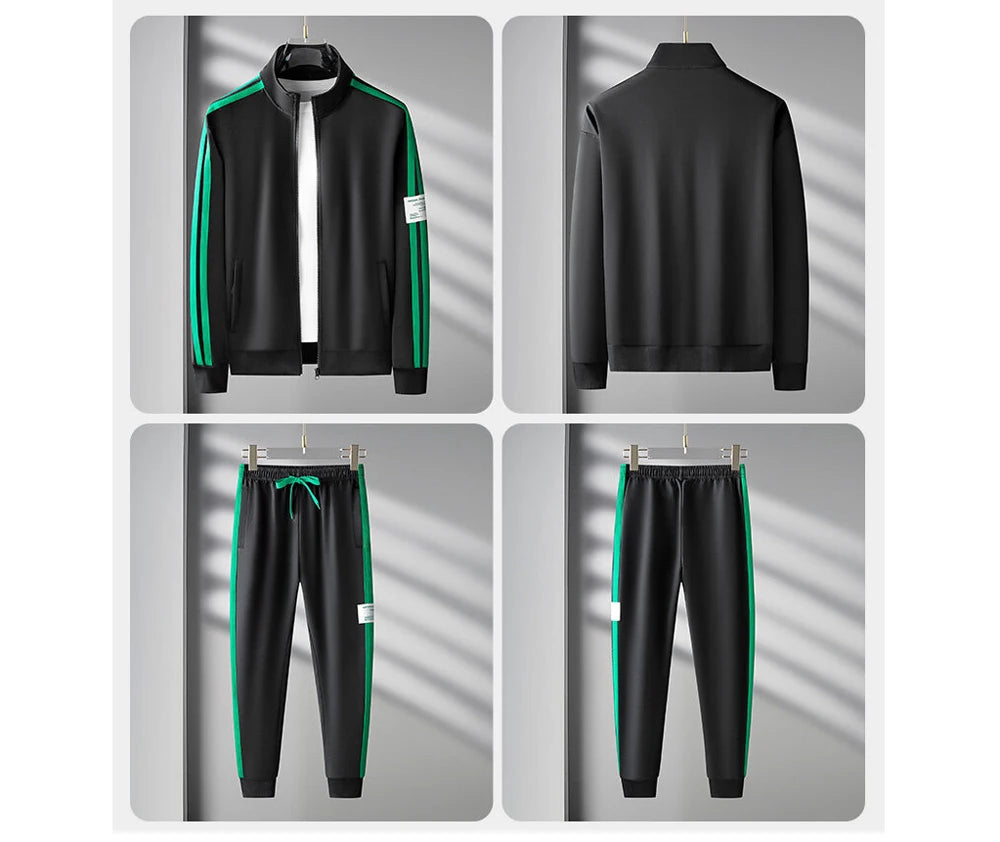 Autumn Mens Sportswear Suits Fashion Tracksuit 2 Piece Sets Jacket+Pants Sweatsuit Man Outdoor Joggers Running Sports Suits 5XL