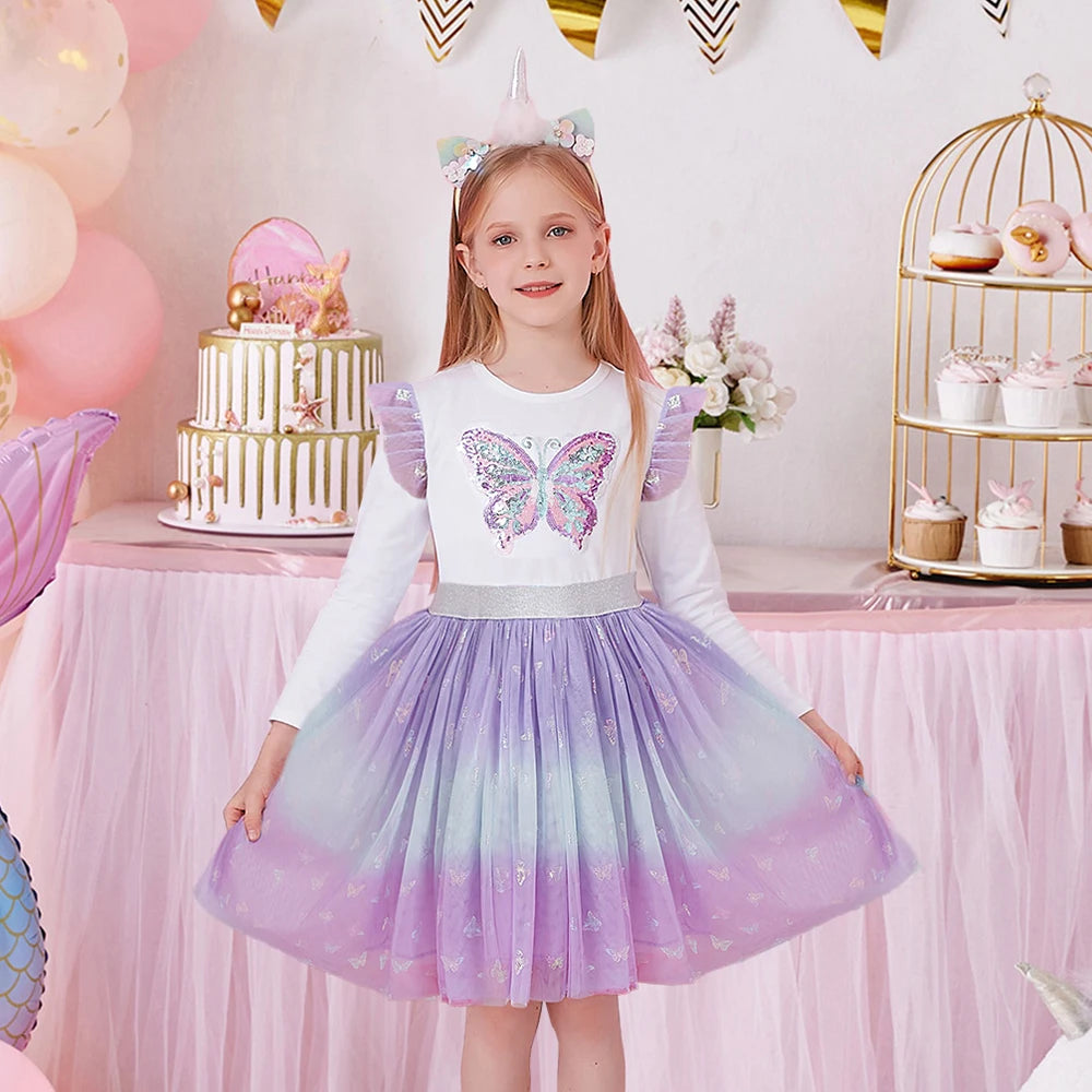 Butterfly Gradient Princess Girls Dress