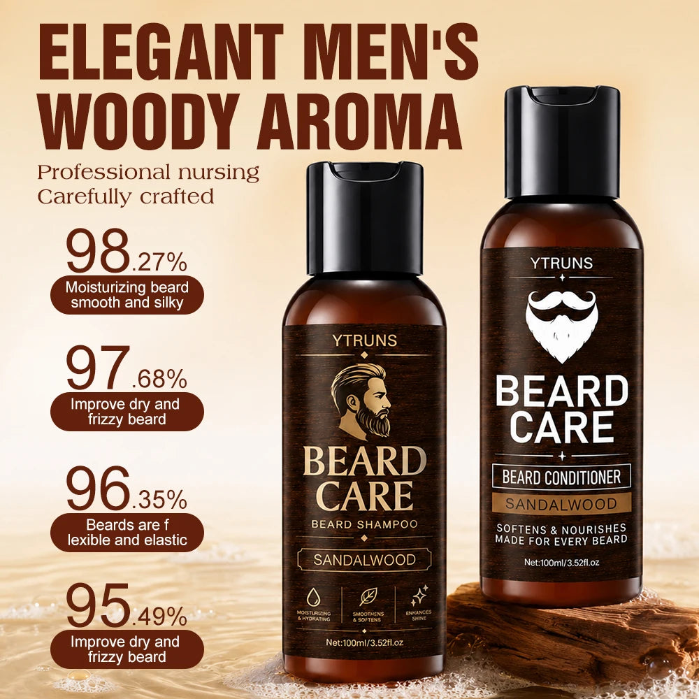 Men's Beard Oil Set, Moisturizing Beard Care Serum for Softening Dry Rough Hair, Enhancing Shine and Smooth Groomed Look