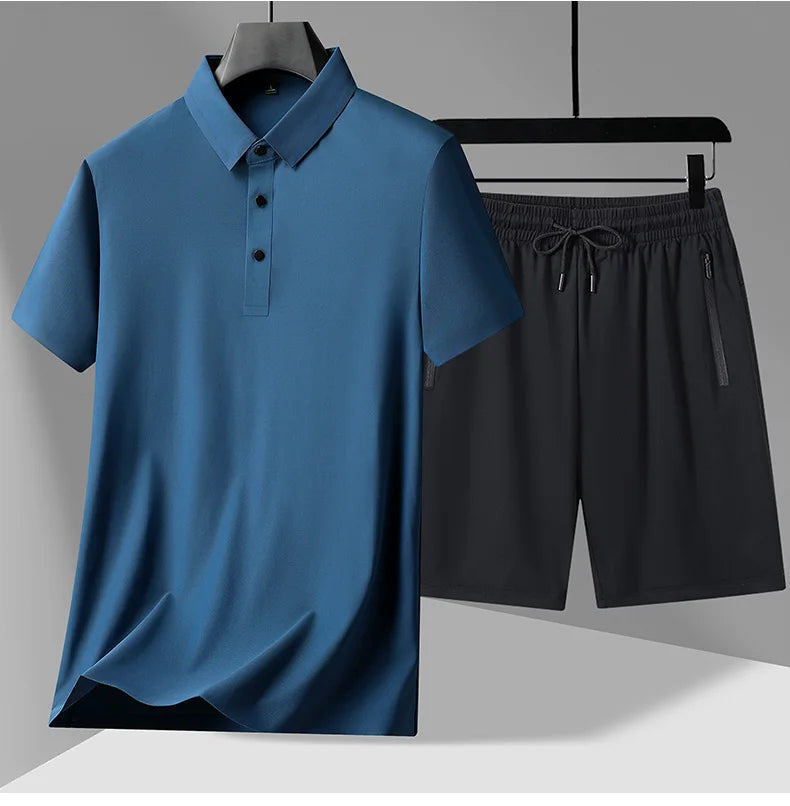 polo Shirts + shorts 2024 summer new style fashion Sportswear Men's Casual Sets Male Fashion shirts and shorts full size M-4XL