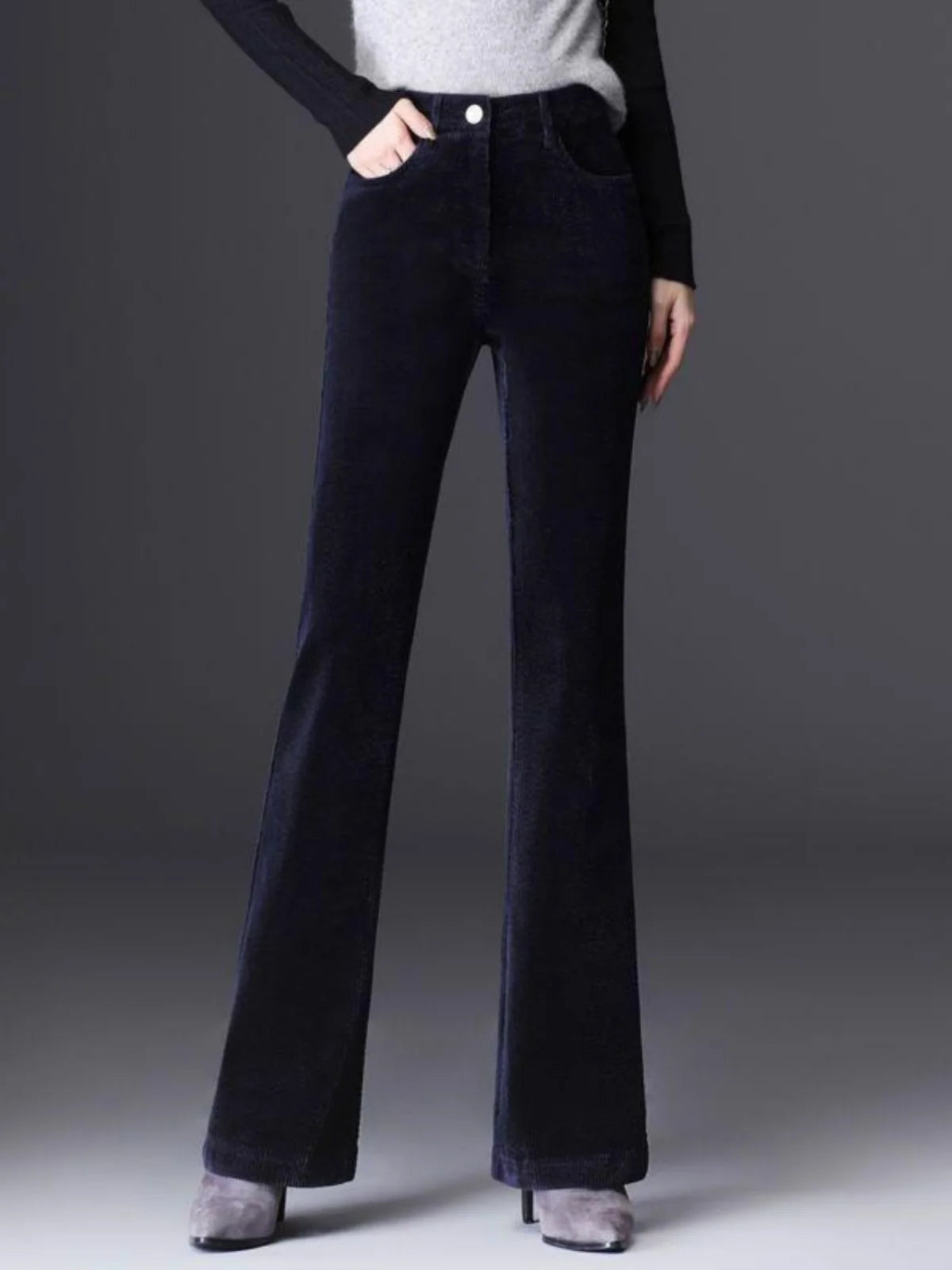 High Waist Corduroy Women's Pants Spring Autumn Winter Fashion Micro Flared Casual Trousers Slimming Warm Long Pants