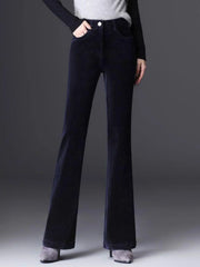 High Waist Corduroy Women's Pants Spring Autumn Winter Fashion Micro Flared Casual Trousers Slimming Warm Long Pants