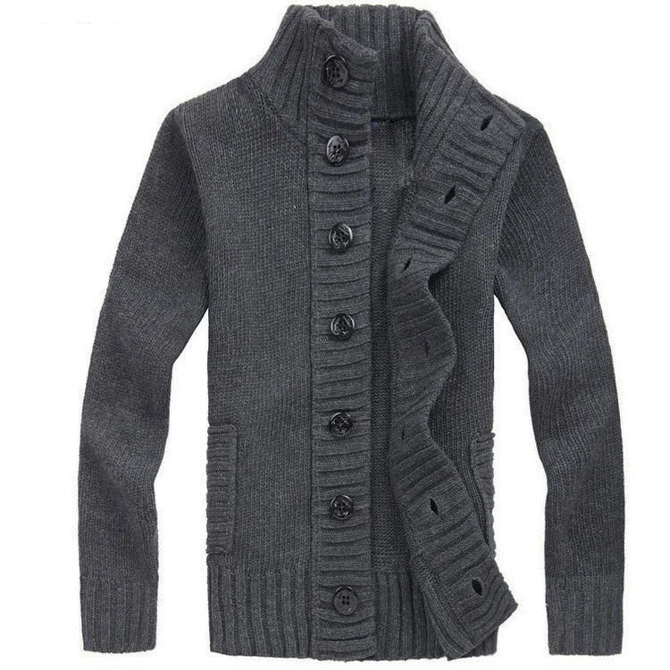 Buttoned Stand Collar Cardigan