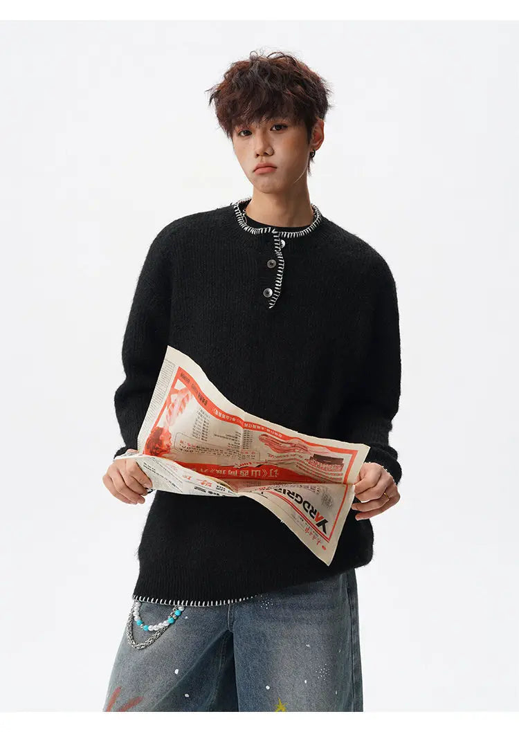 Korean Button Knit Pullover