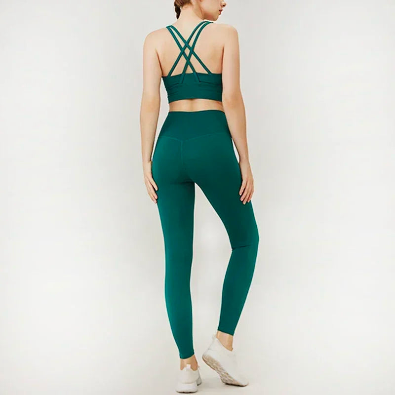 Women's Yoga Set Workout Set 2 Piece High Waist Yoga Leggings Sports Bra Gym Suit Activewear Sports Fitness Set Sports Suit