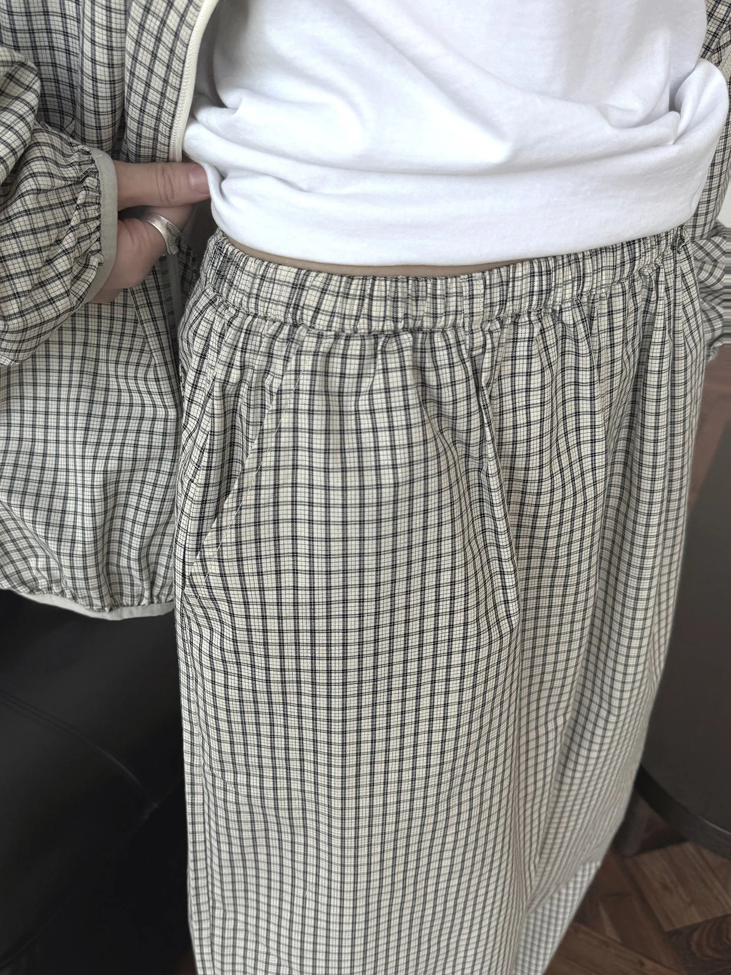 2026 Women Summer Long Pants High Waist Wide Leg 80% Cotton Plaid Pants Fashion Clothes Vintage Pants Female Trousers