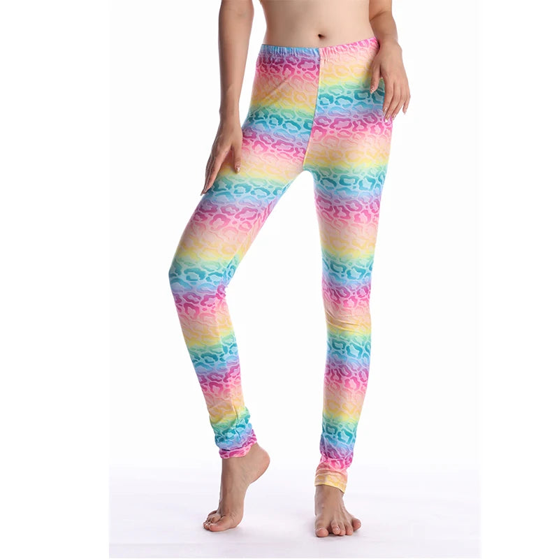 Women Leggings High Waist Cartoon Comic Beauty Print Trousers Soft Female Casual Elastic Pant