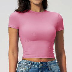 Yoga Shirts Women Sexy Exposing The Navel Short Sleeve Workout Crop Top Gym Top Fitness Running Workout Sport T-shirts Yoga Wear