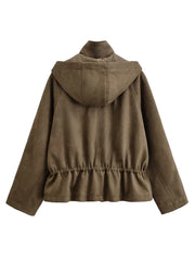 Elegant Hooded Double Breasted Jacket