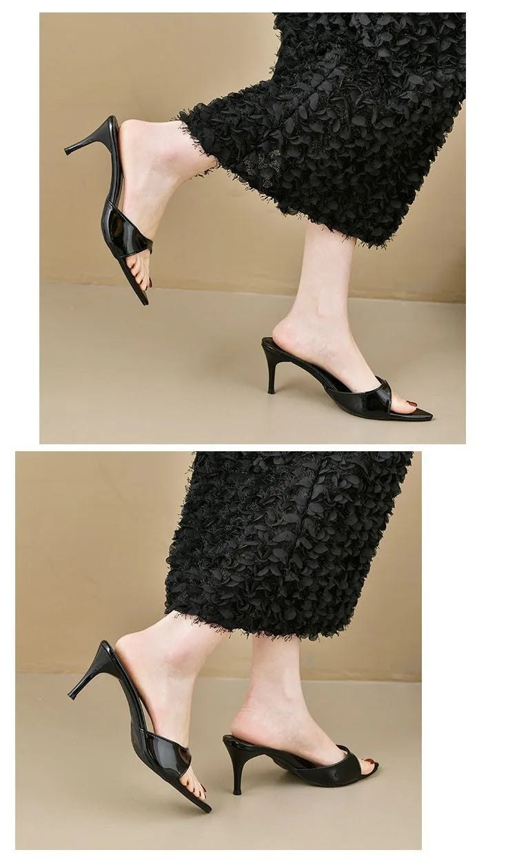 Women's High Heels Summer Slippers Women Sandals Fashion Classic Pointy Open Toe Stiletto Heels Sexy 2026 High-heeled Slippers