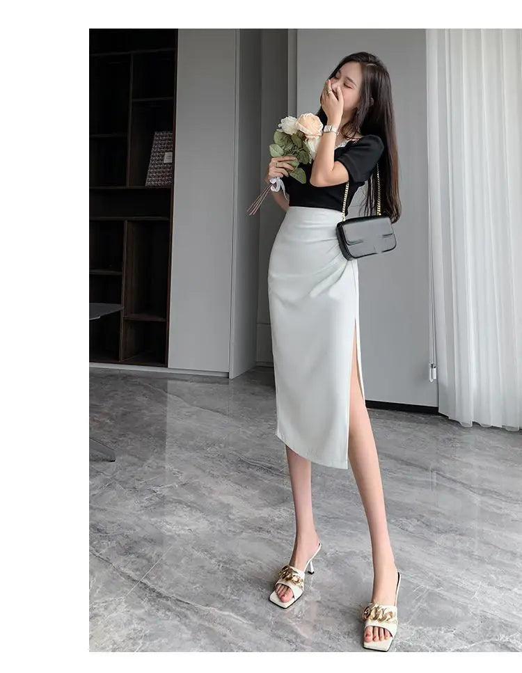 Sleek Pleated High Waist Skirt