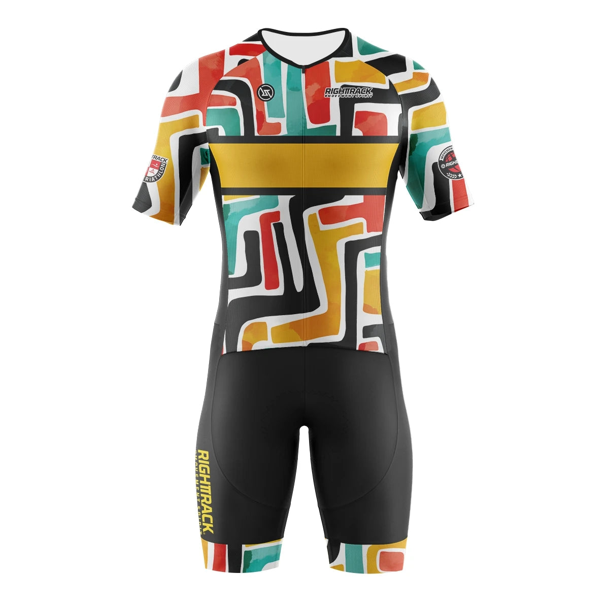 RIGHTTRACK Trisuit Men's Summer Triathlon Race Short Sleeve Skinsuit Clothing Swimming Cycling Running Custom Apparel