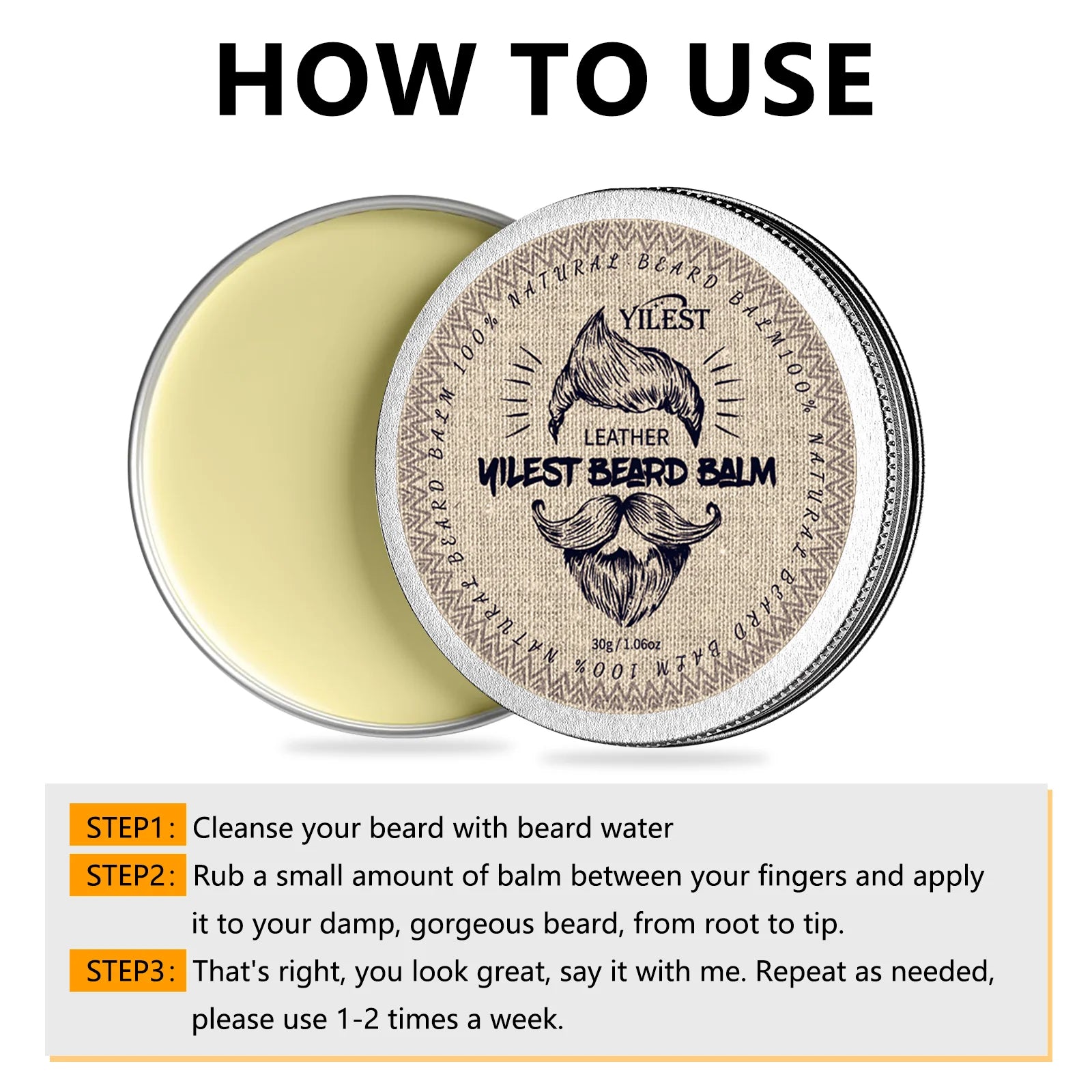 Beard Balm For Men Facial Hair Beard Growth Wax Thicking Softens Moisturizing Nourishing Professional Mustache Cream Beard Care