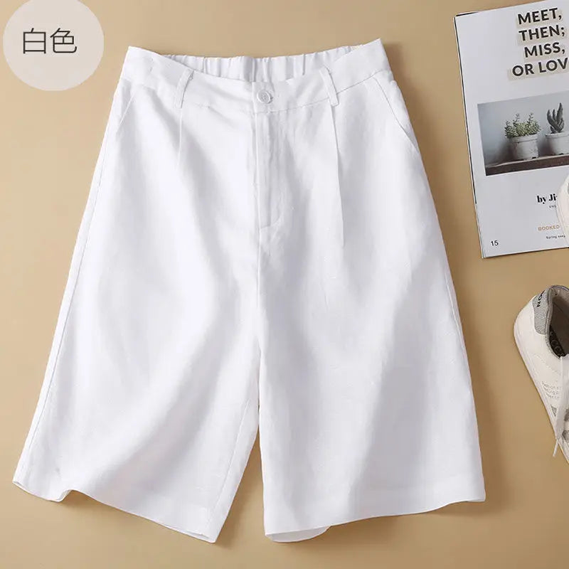 Women's Shorts Cotton Linen High Waisted Short Pants Casual Loose Solid Purple Button Summer Shorts for Women