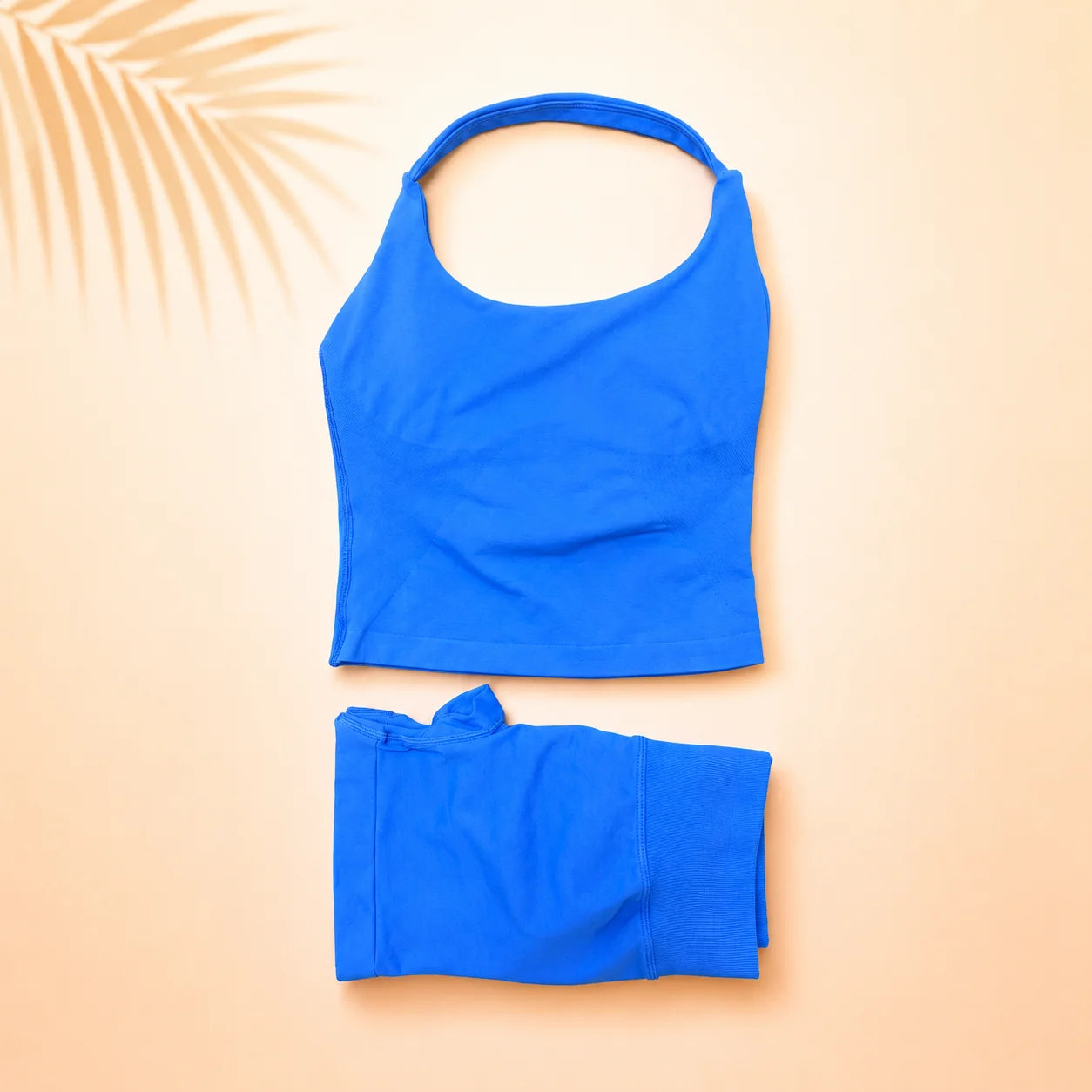 Women Seamless Yoga Set Halter Sports Bra Scrunch Butt Shorts 2 Piece Gym Workout Fitness Activewear High Waist Athletic Outfit