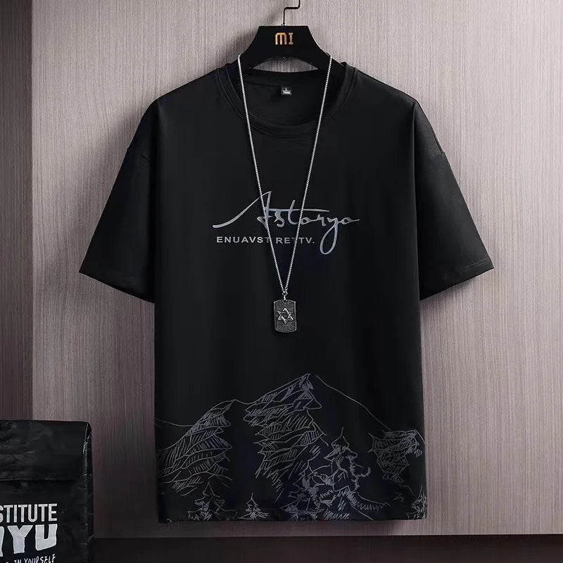 2023 Summer Men's Tracksuit 2 Piece Set Fashion Casual Solid Short-Sleeved T-Shirt and Shorts Sport Suit Breathable Man Clothing