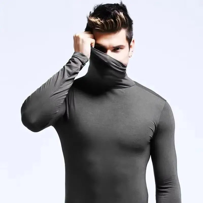 Autumn Winter Mens Turtleneck Sweaters Casual Thermal Long Sleeve Slim Fit Pullovers Stretch Basic Tops Sweatshirt Jumper TShirt