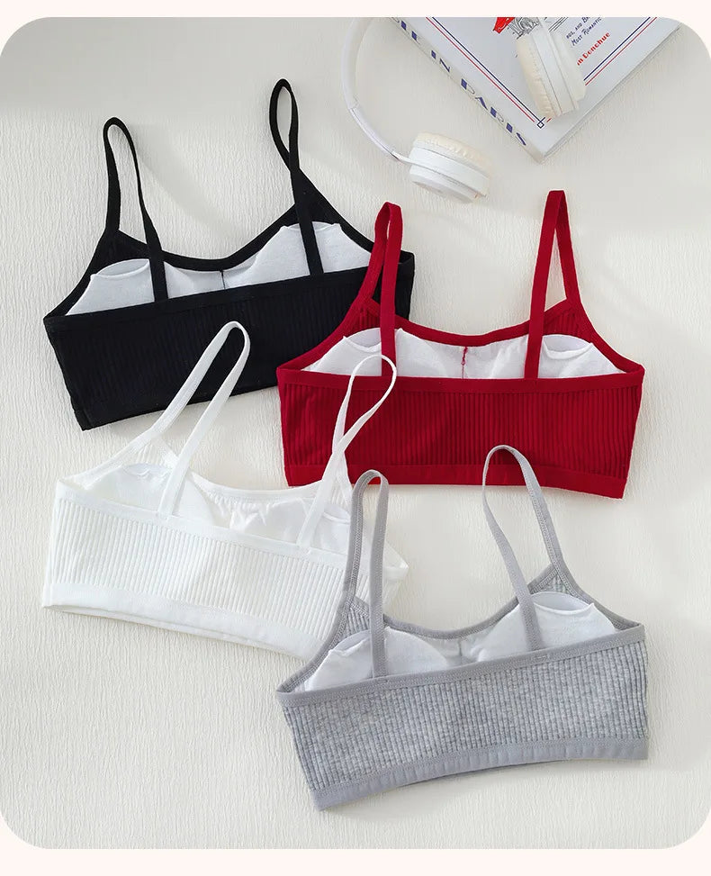 1PC Cotton Teenagers Girls Training Bras Solid Developmental Girls Sports Bras Soft Brassiere Kids Tank Tops Children Underwears