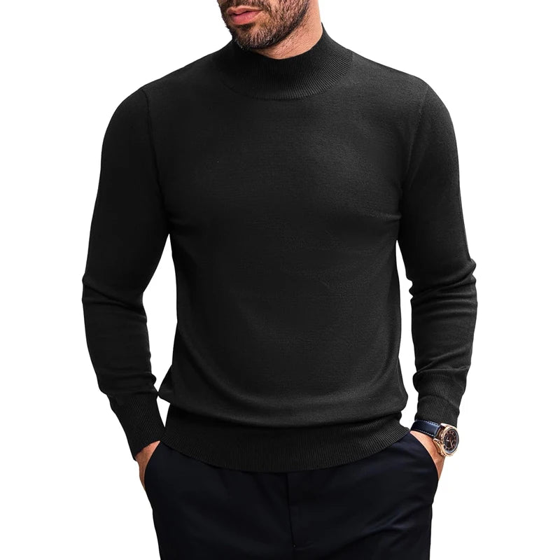 Stretch Mock Neck Knit Sweater
