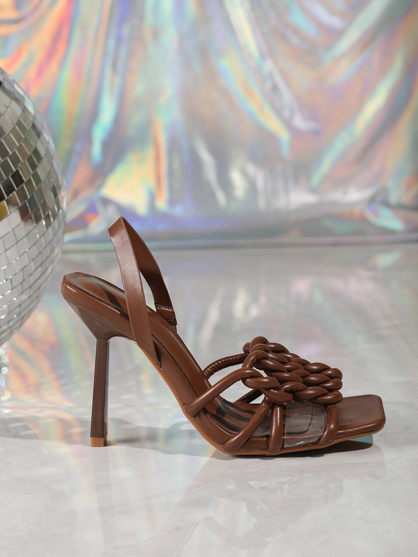 Women Square Toe Slingback Heel Sandals