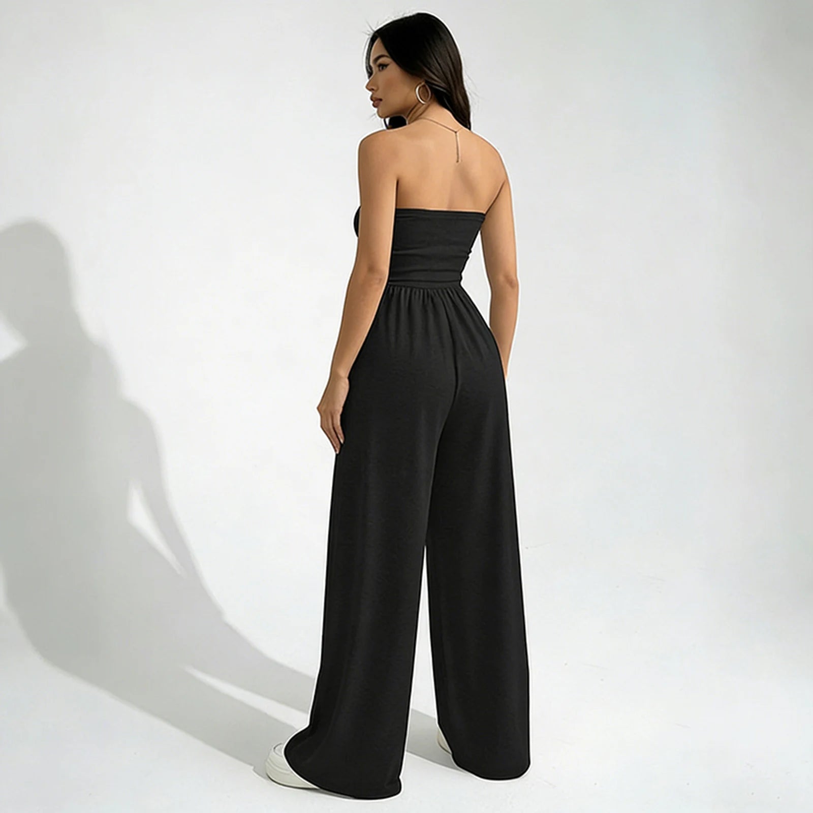 Strapless Wide Leg Casual Jumpsuit