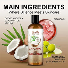 Coconut Oil Body Massage Essential Oil, Rich in Coconut Oil Extract Essence, Can Be Used for Body Massage, Long-Lasting Fragranc