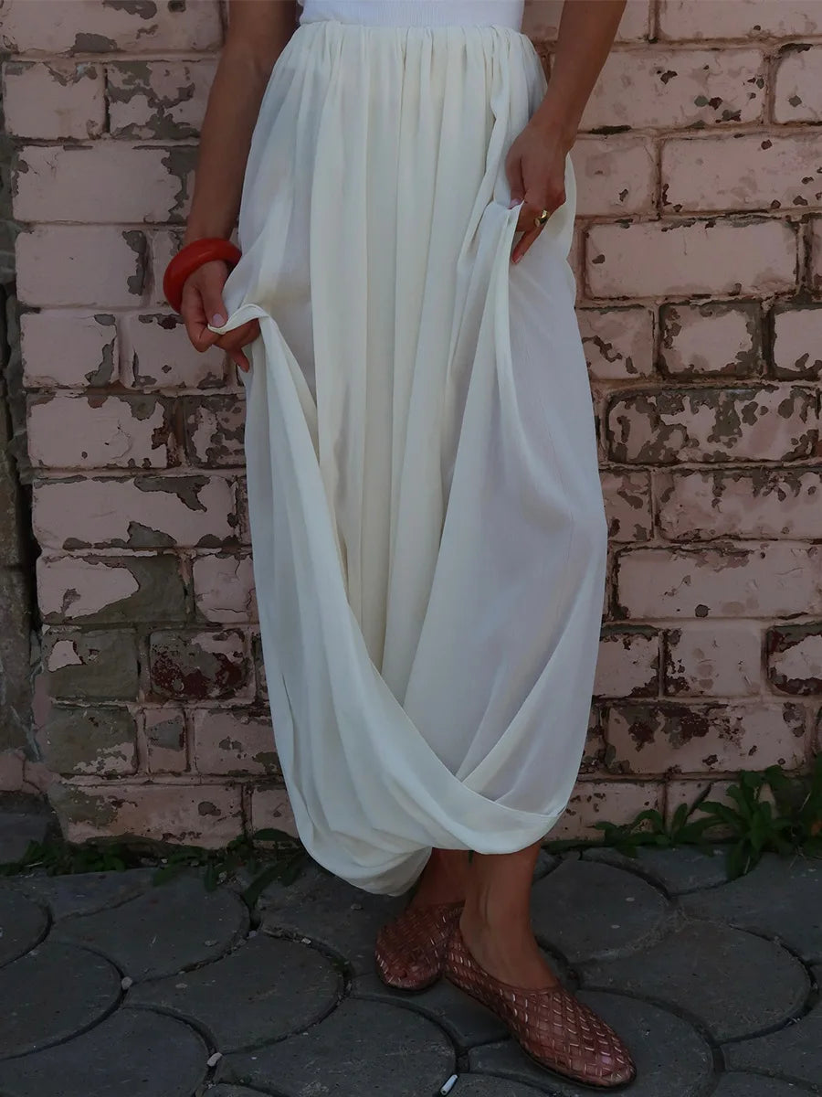 Irregular Skirt for Women Spring Summer New Elegant Street Style Skirt Women's Fashion Loose Ruched Draped Side Split Maxi Skirt