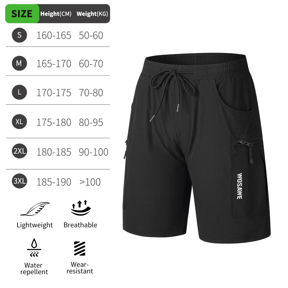 WOSAWE MTB Shorts Summer Men Cycling Shorts 2 in 1 Mountain Bike Padded Shorts Double Layer Downhill Bike Quick Dry Short Pants