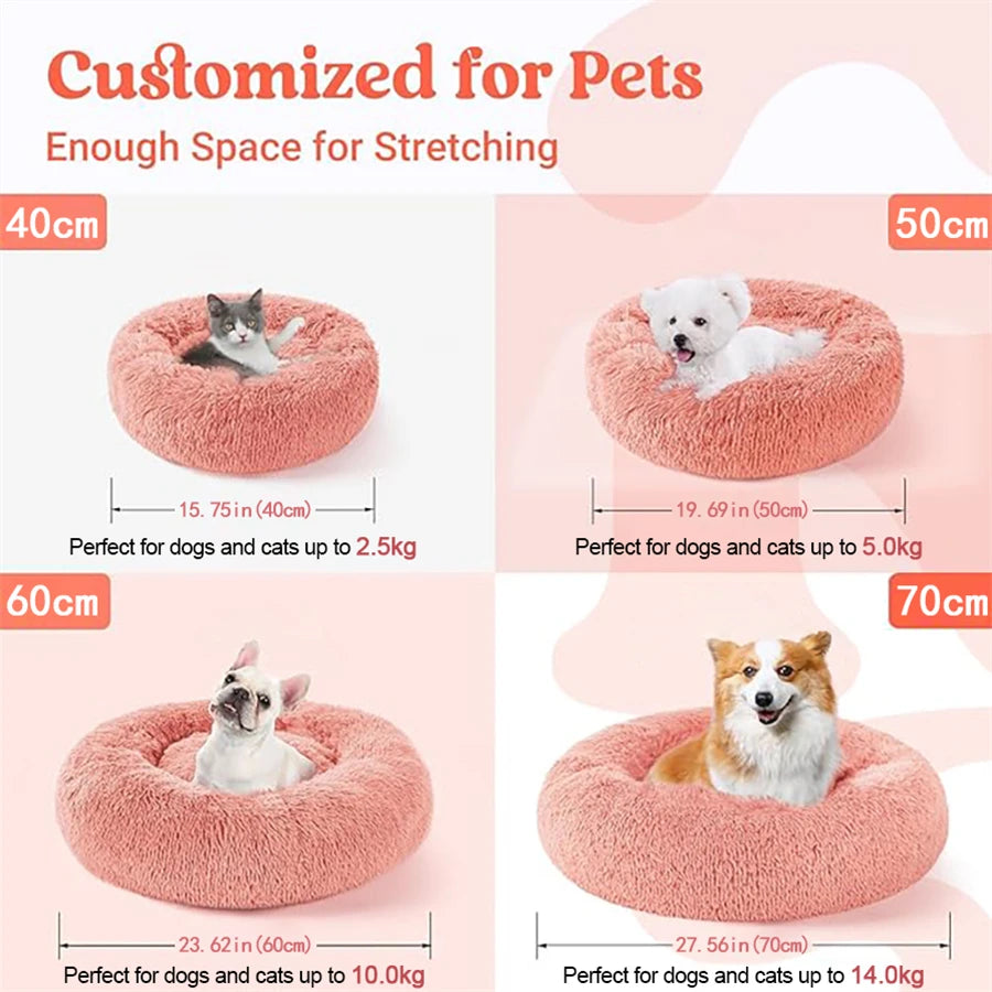 Faux Fur Donut Calming Cat Bed