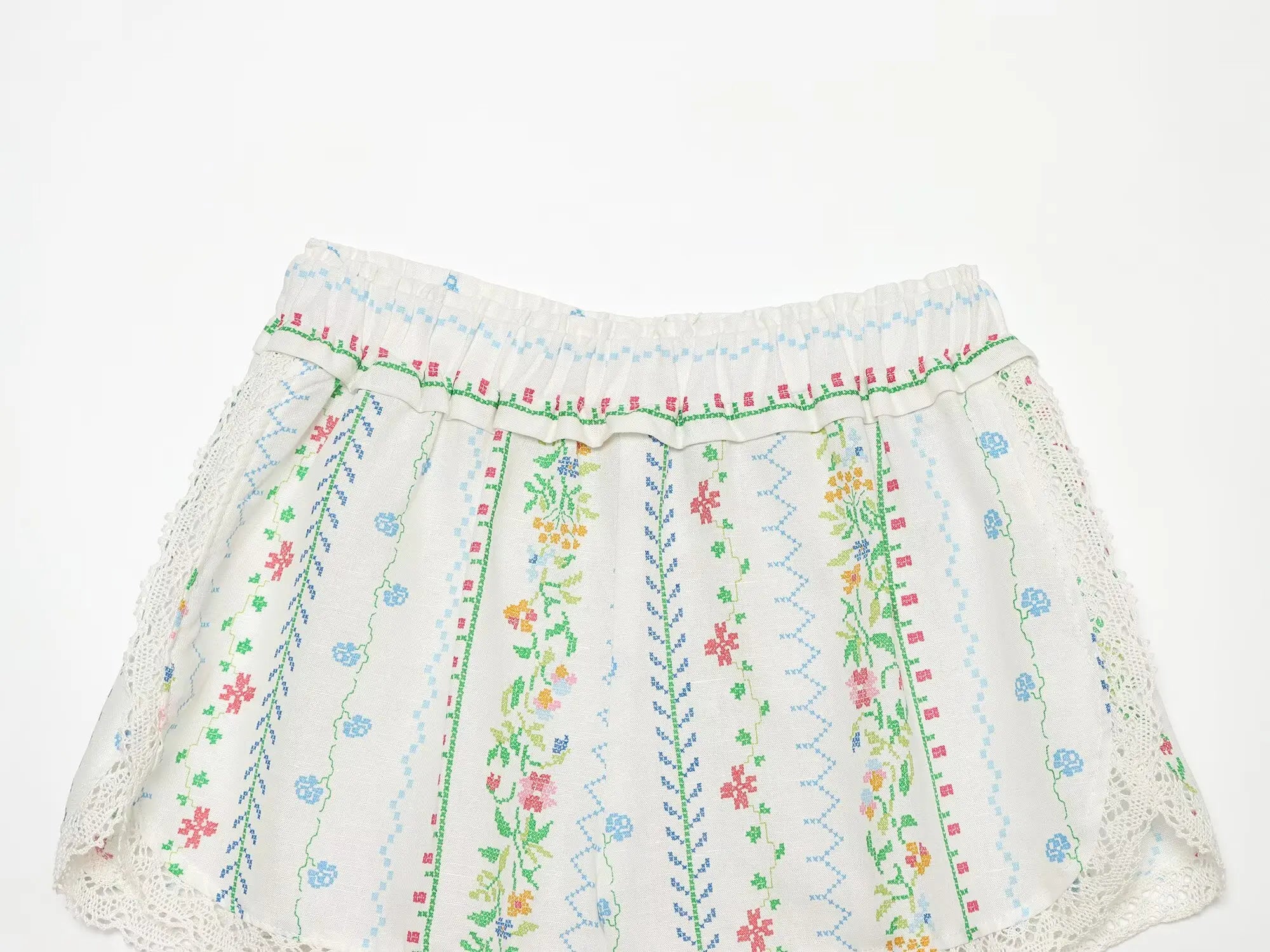 Women's Printed Shorts Set Summer Asymmetric Hem Wide Straps Loose Top Elastic Waist Lace Trim Shorts Fashion Casual 2 Piece Set