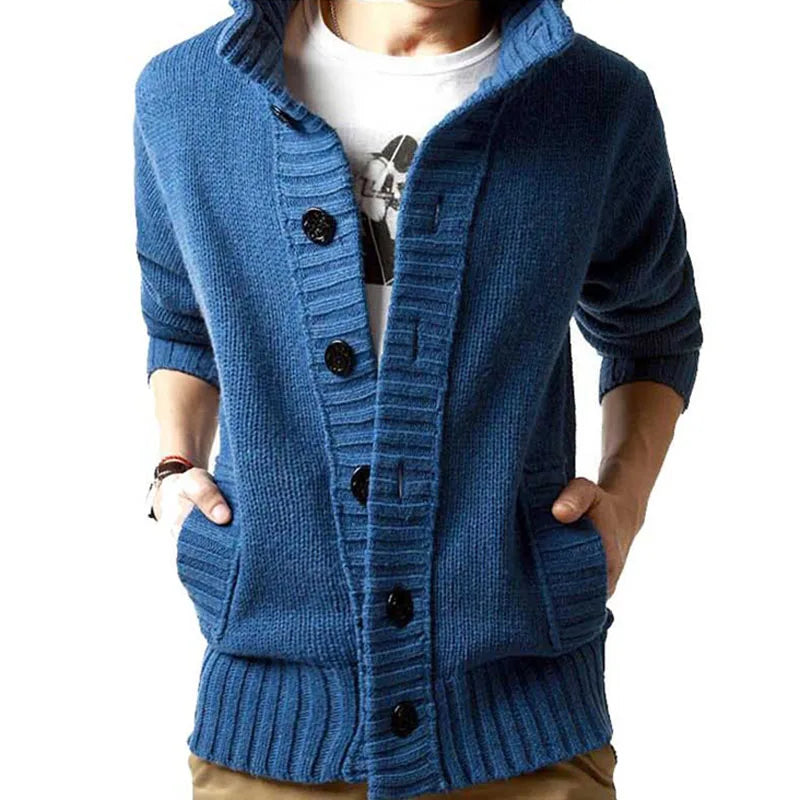 Buttoned Stand Collar Cardigan