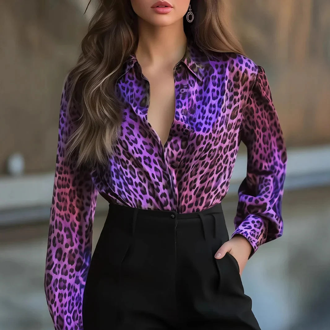 Elegant Leopard Print Office Blouse