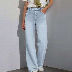 High Waist Draped Straight Jeans
