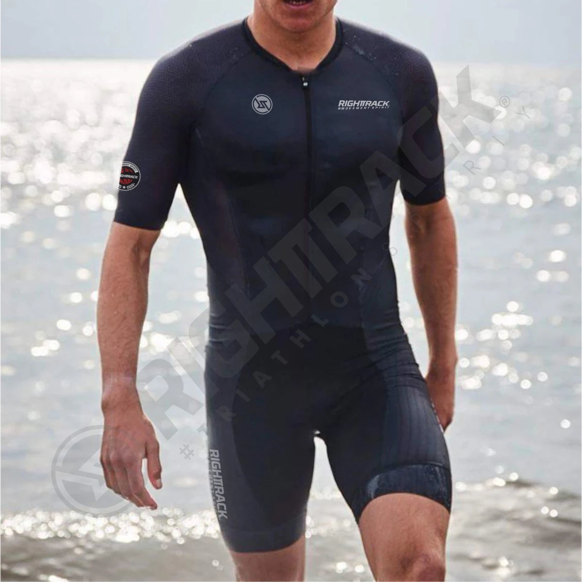 RIGHTTRACK Trisuit MEN'S Triathlon Jumpsuit Summer Skinsuit Swimming Cycling Running Competition Apparel Custom Names Flags