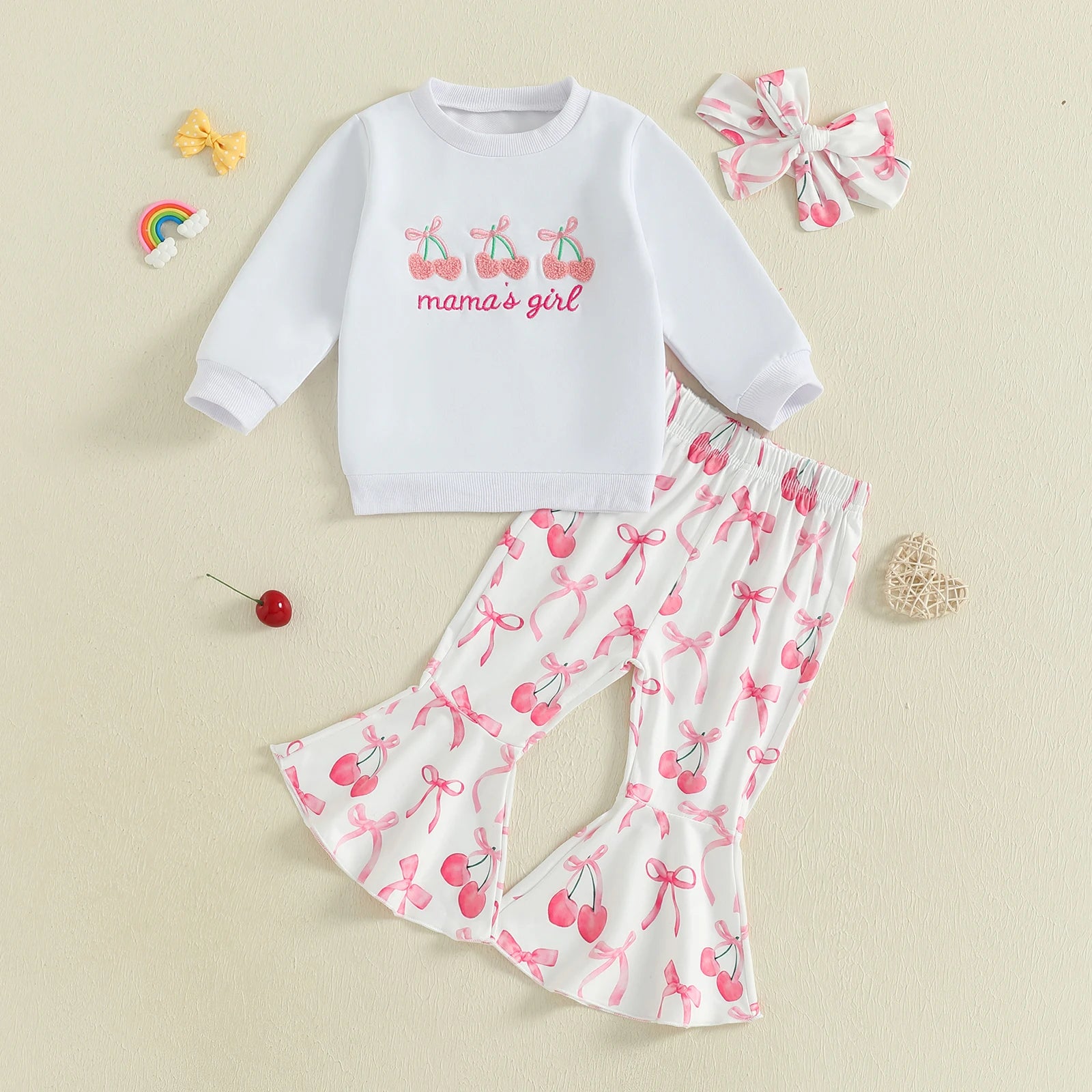 Cherry Bow Toddler Outfit Set
