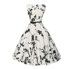 Women Dress Vintage Robe Audrey Hepburn Rockabilly Retro Sleeveless Print Party dresses Summer Vestidos