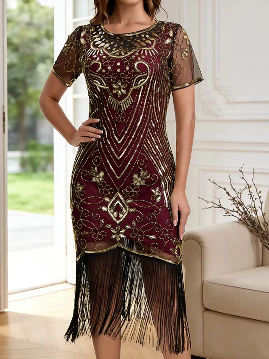 Women's Flapper Dresses 1920s for Women Great Gatsby Sequin Fringed Roaring 20s Cocktail Dress