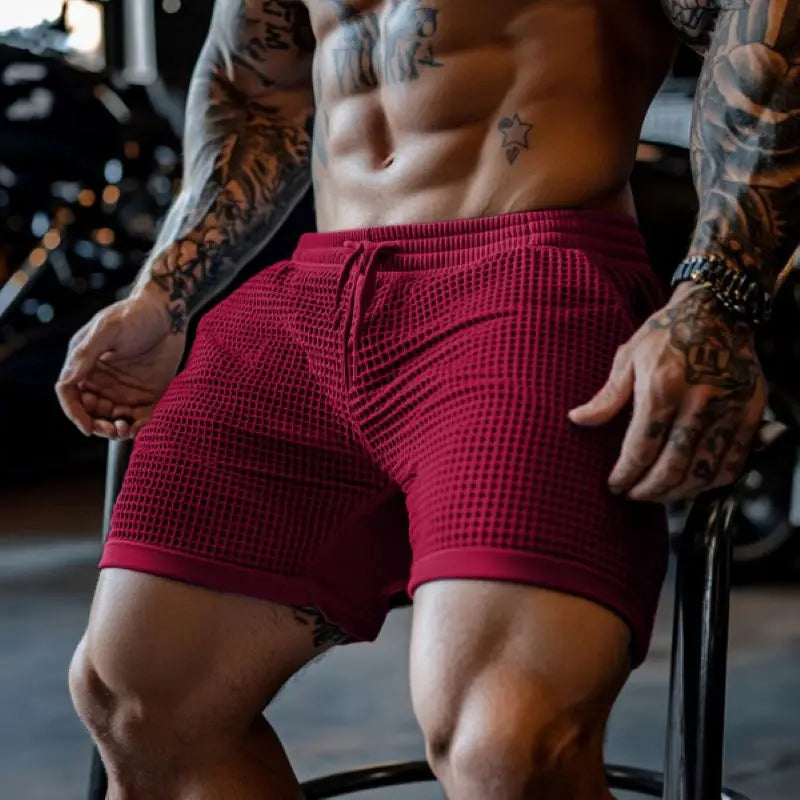 Oversized Athletic Waffle Gym Shorts