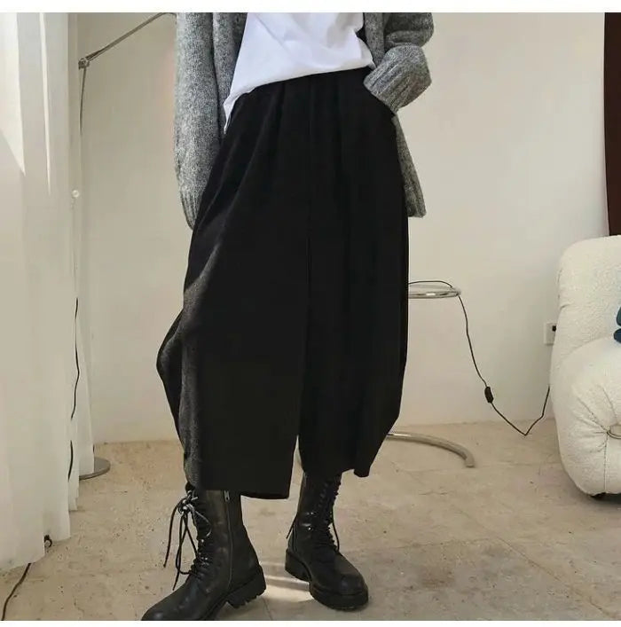 Women's Wide-Leg Pants Oversized Casual Harem Trousers with Pockets