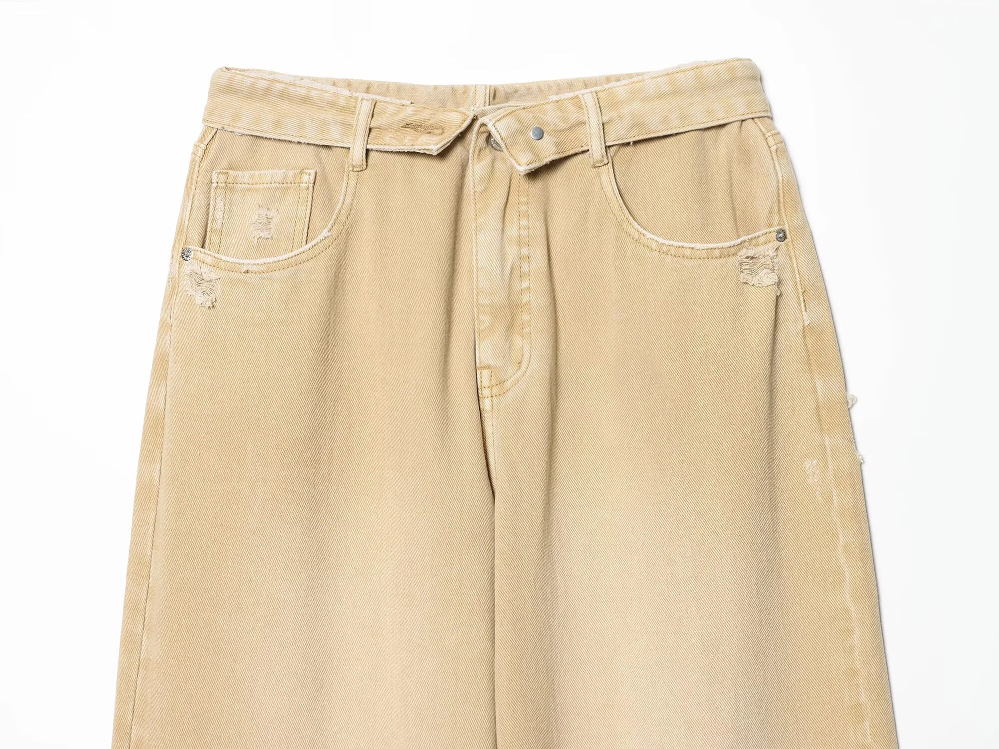 2026 Summer New Women's Clothing Retro Style Loose and Versatile Mid Waist Casual Piercing and Flanging Jeans