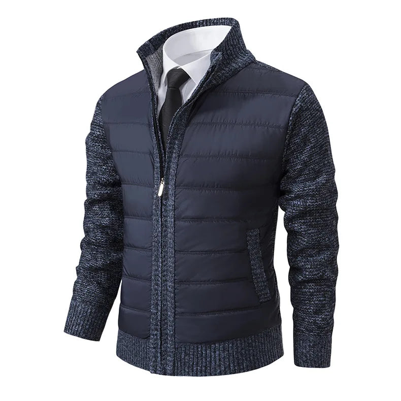 Autumn Winter Sweaters for Men Casual Knitted Sweaters Large Size Solid Color Plus Velvet Cardigan Knitted Sweater Cotton Coat