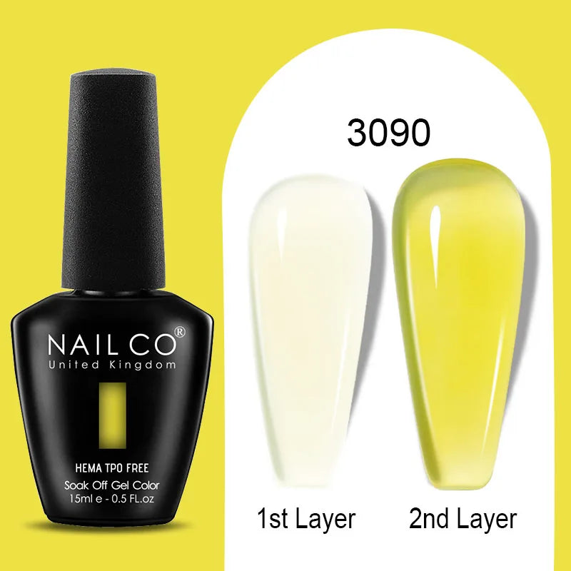 NAILCO 15ml Colorful Jelly Gel Nail Polish Gorgeous Color HEMA TPO FREE Soak Off UV LED Semi Permanent Long Wear Gel Varnish