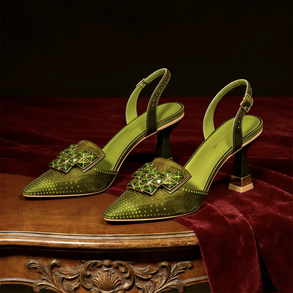 Chic Women’s High Heels – Sparkling Diamond Accents & Sleek Pointed-Toe Design for Parties and Daily Commuting