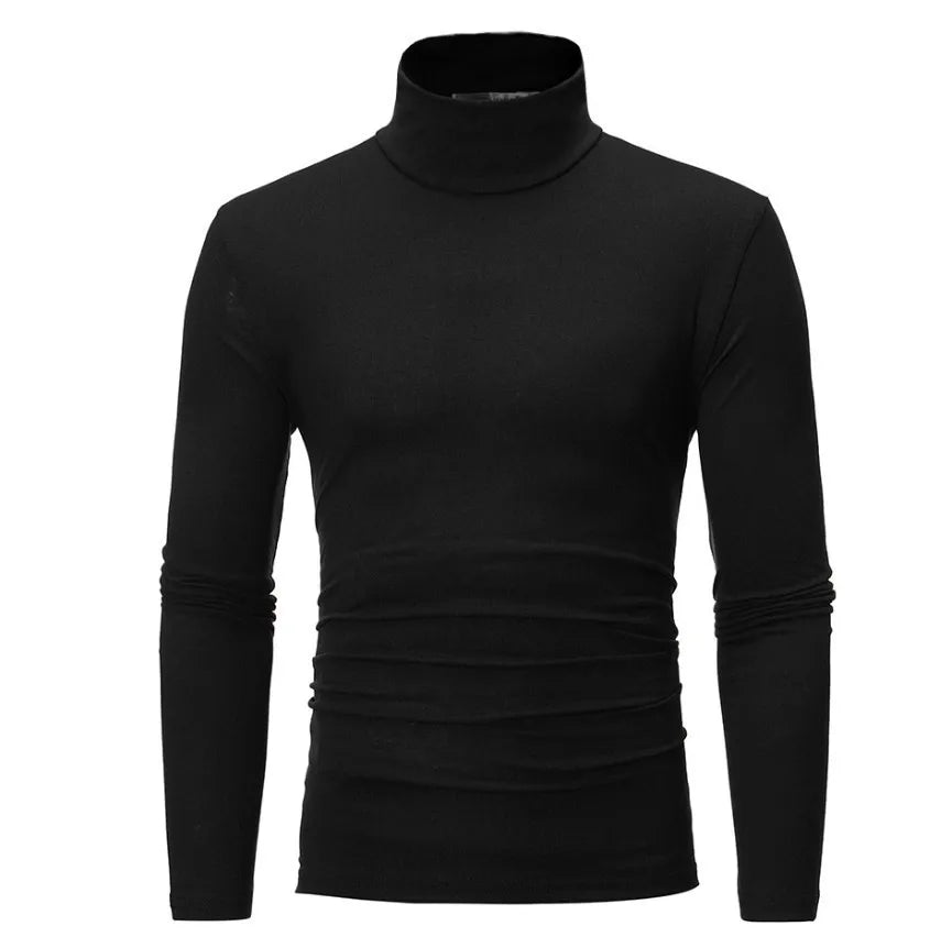 Men's Turtleneck Sweater Warm Soft Knit Pullover Fashion Versatile Long Sleeve Top for Autumn Winter