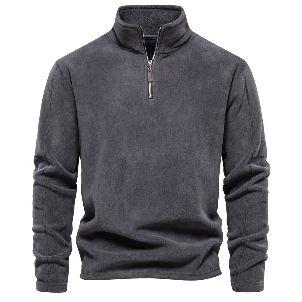 Thick Fleece Zip Neck Pullover
