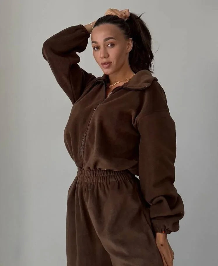 Jumpsuit Women 2026 New Fashionable Long Sleeved Jumpsuit for Women's Casual Half Open Collar Elastic Waist Jumpsuit
