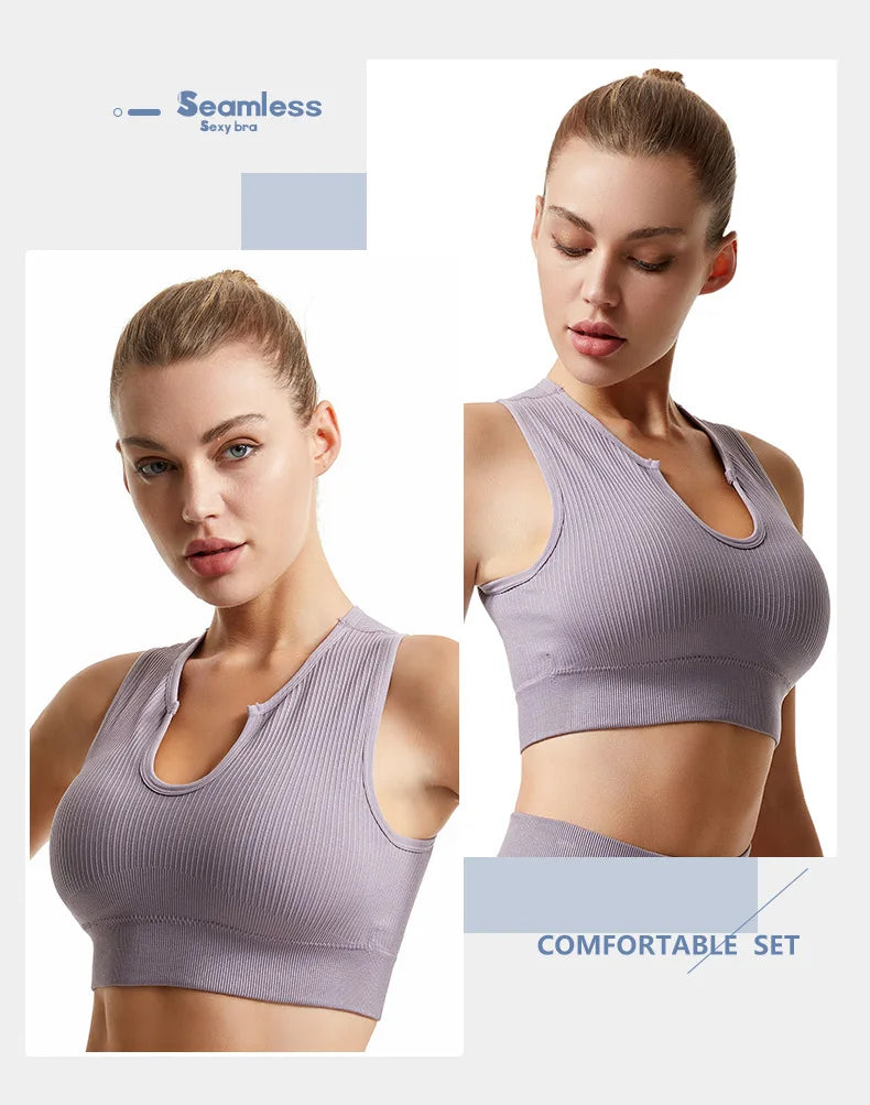 Women's Sleeveless Sports Bra Navel-Leaking with A Chest Pad  Highly Elastic Vest Sexy Stretchy Breathable Bra