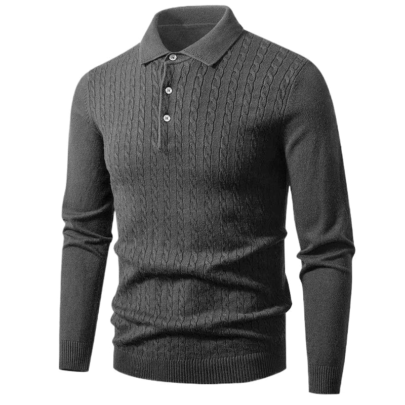 Ribbed Polo Knit Pullover