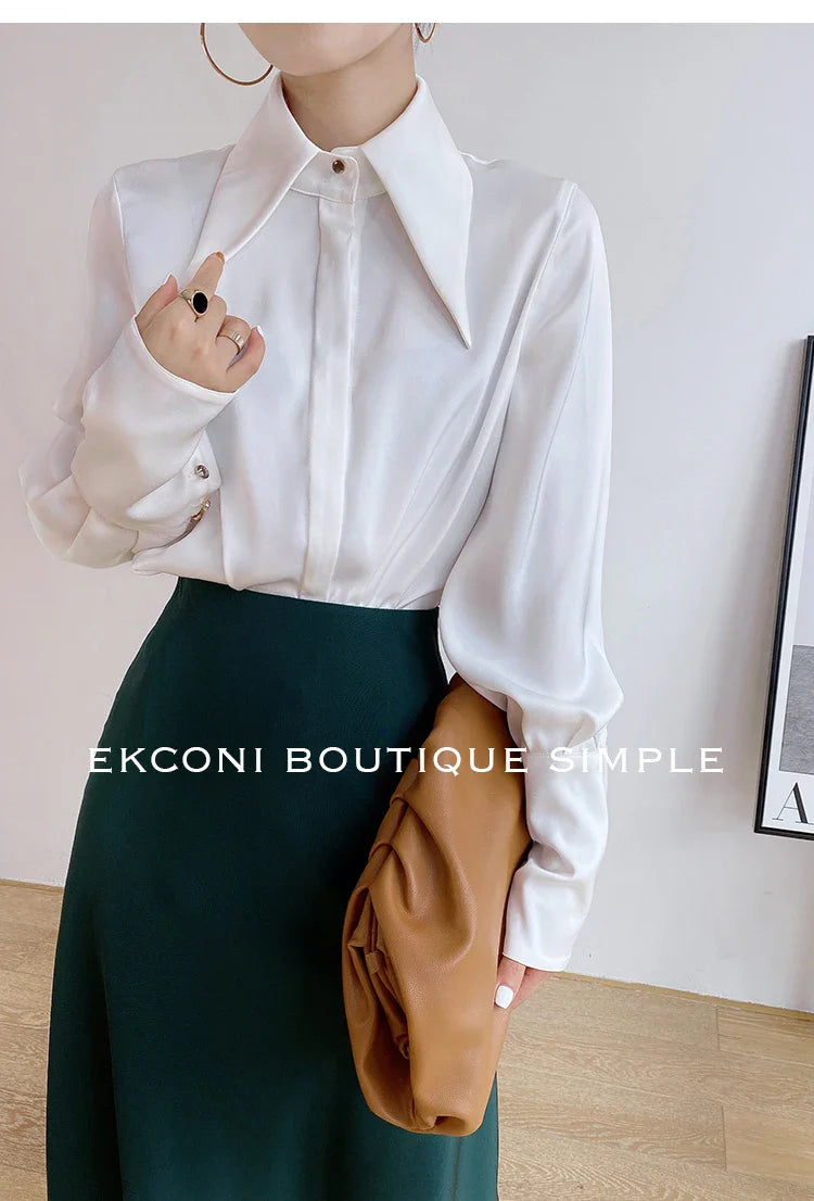 Elegant Satin Office Casual Shirt