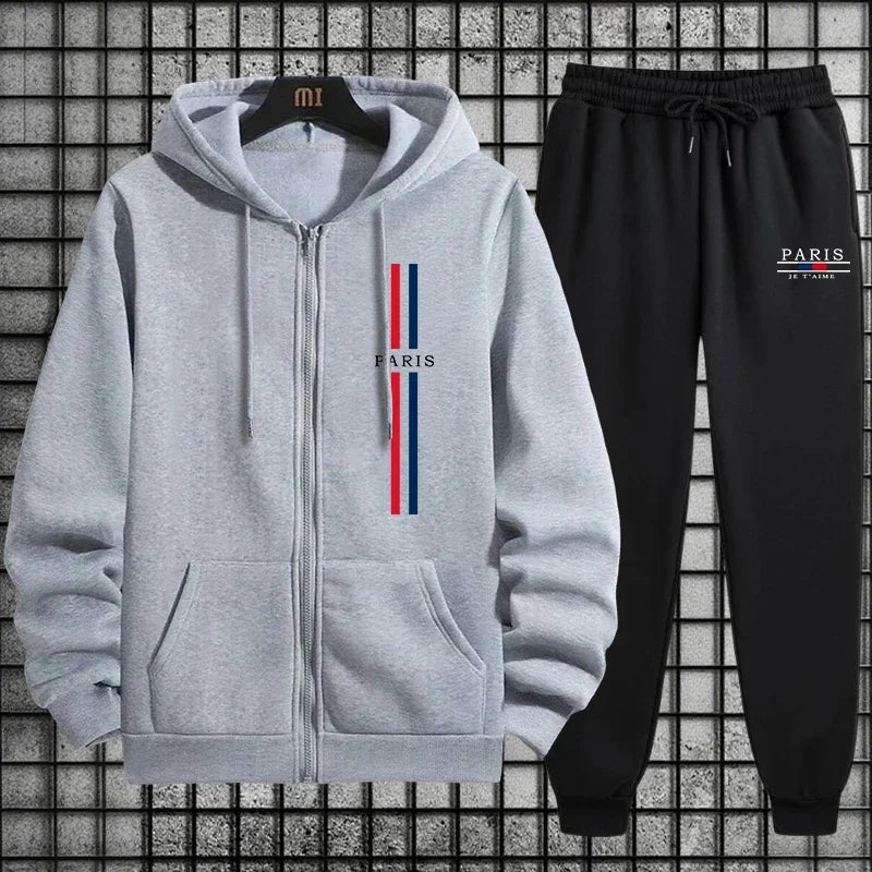 Womens Tracksuit Set 2026 Streetwear Paris Fashion 2 Pieces Outfit Zipper Hoodie and Joggers Autumn Winter Casual Sportswear